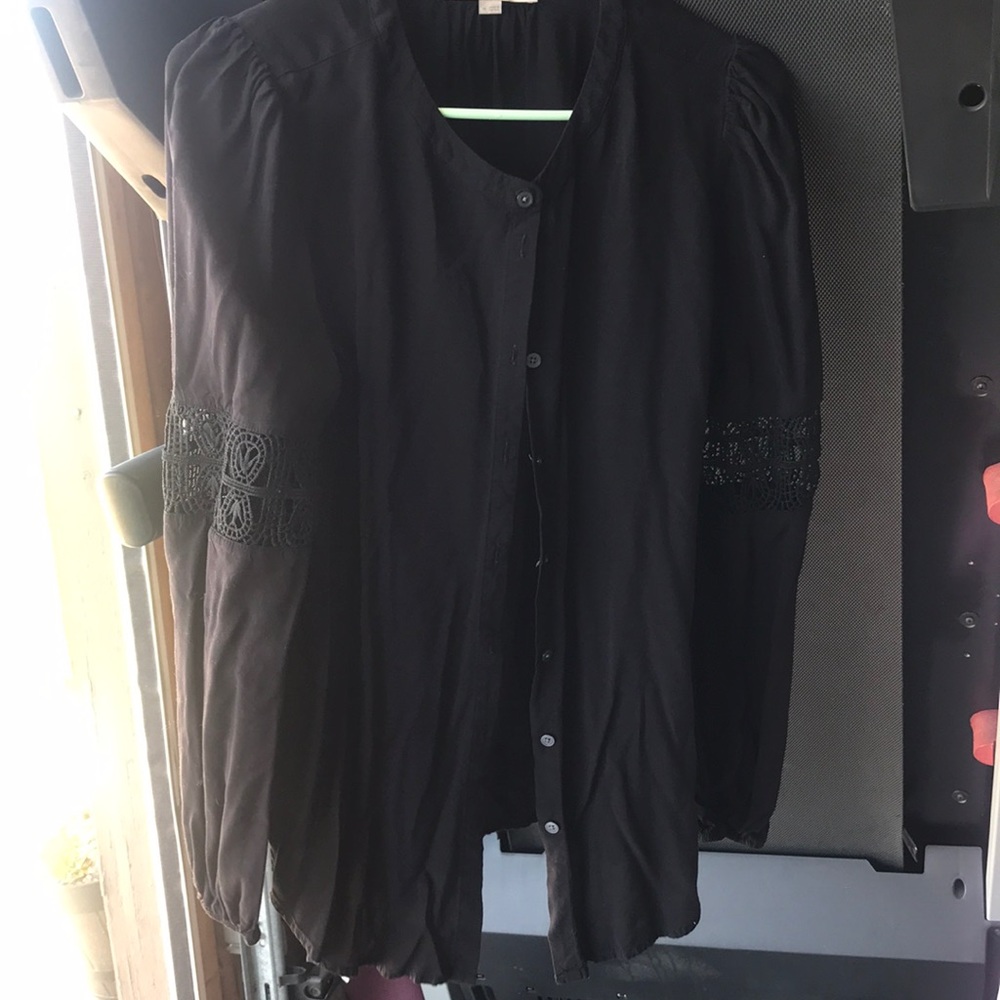 Loft Black Button Down Blouse
